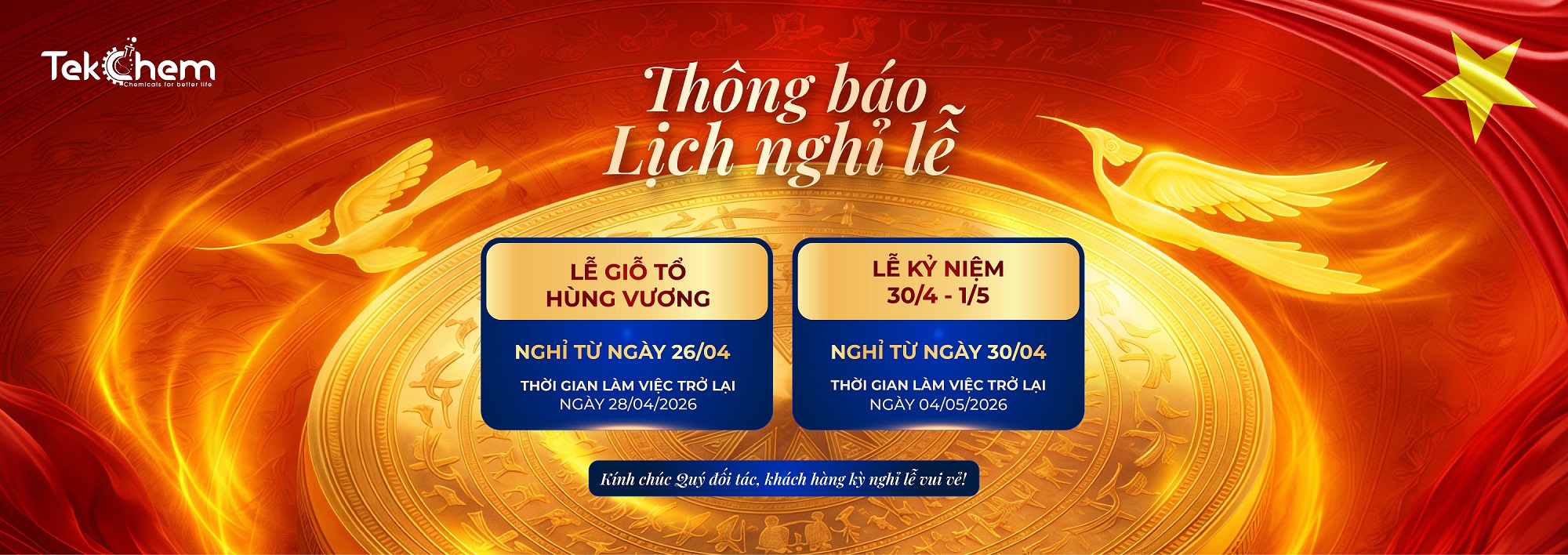 Thông báo giỗ tổ Hùng Vương và nghỉ lễ 30/4 1/5 năm 2026