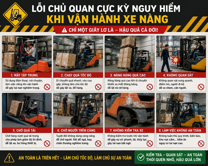 Những lôi cần lưu ý khi vận hành máy nâng