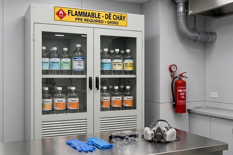 An toàn sử dụng và bảo quản THF Tetrahydrofuran trong phòng thí nghiệm