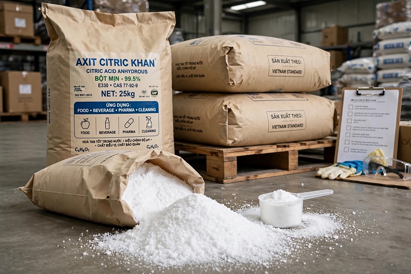 Bột axit citric khan dùng trong công nghiệp