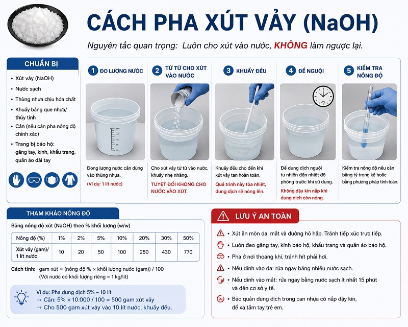Cách pha xút vảy NaOH đúng chuẩn