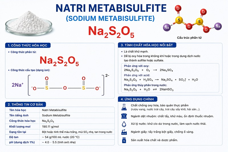 Công thức hóa học của Natri Metabisulfite