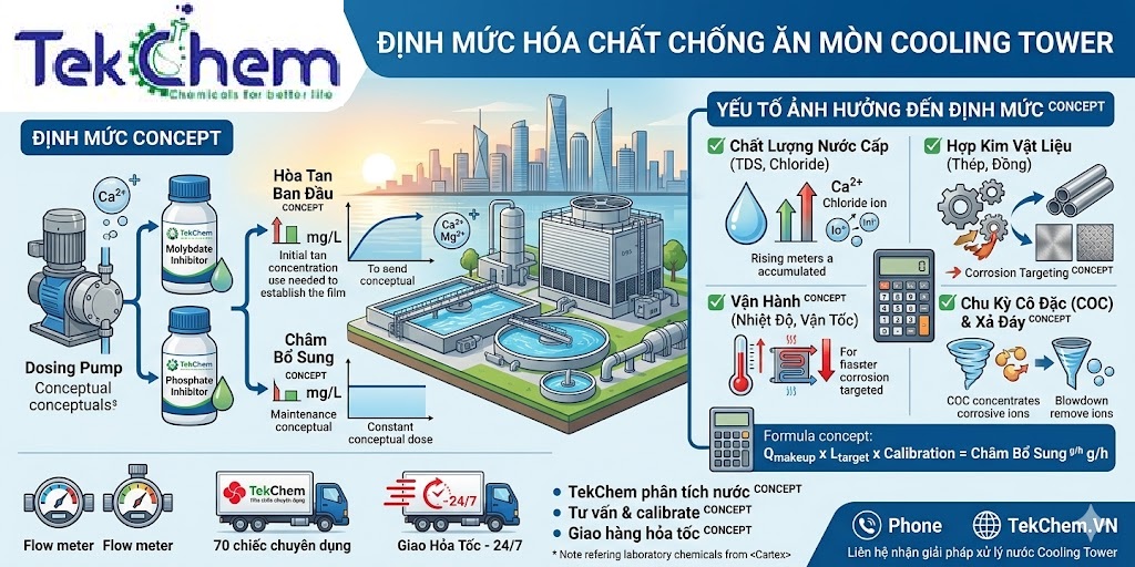 Định Mức Sử Dụng Hóa Chất Chống Ăn Mòn Cooling Tower Chuẩn