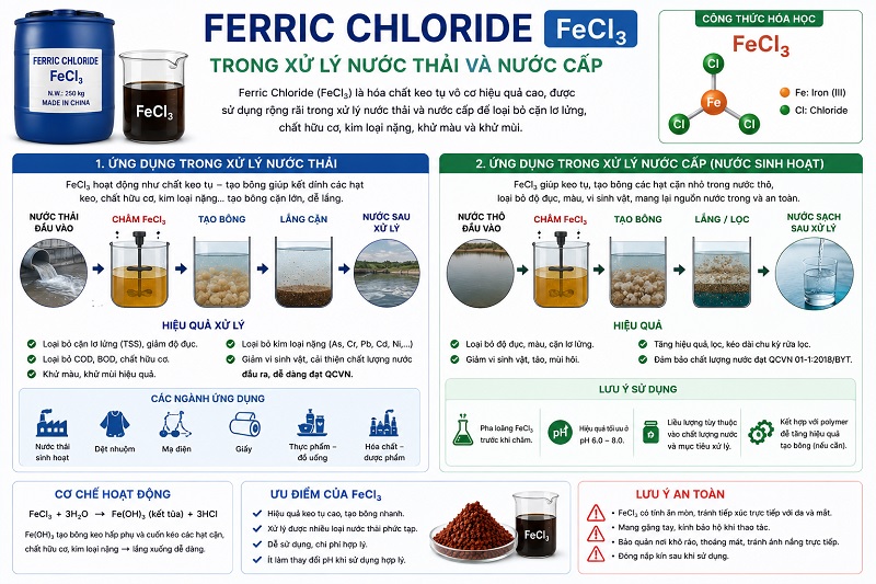 Ferric Chloride FeCl3 trong xử lý nước thải và nước cấp