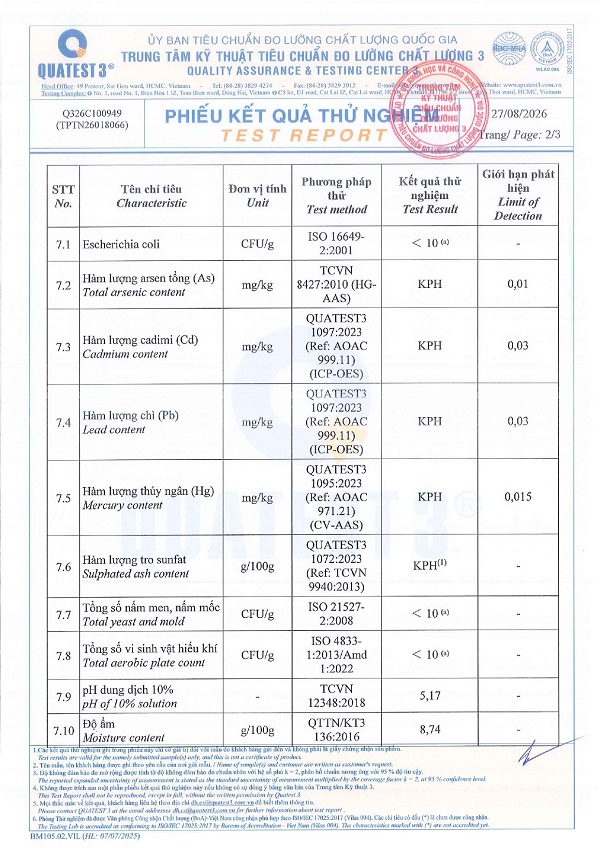 Hồ sơ công bố sản phẩm Đường Dextrose Monohydrate C6H12O6 25kg/bao trang 6