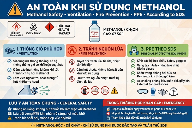 Biển cảnh báo an toàn Methanol dễ cháy và độc hại