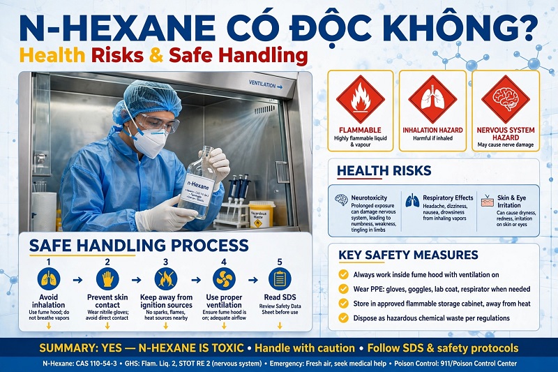 N-Hexane có độc không và lưu ý an toàn khi sử dụng