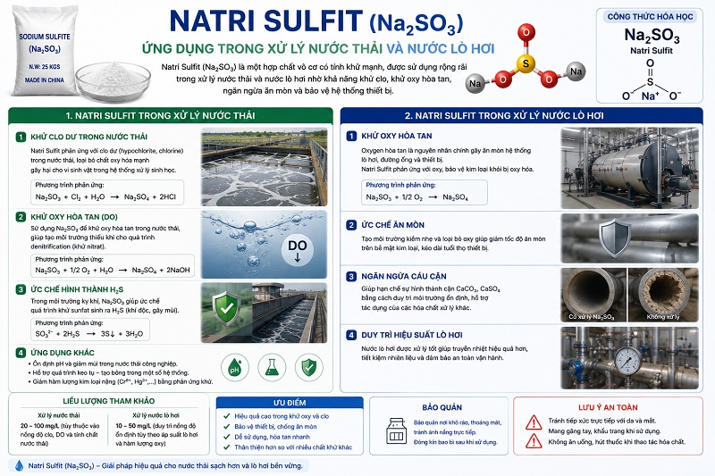 Natri Sulfit trong xử lý nước thải và nước lò hơi