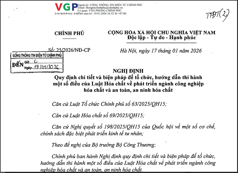 Cẩm Nang Trọn Bộ: Phân Tích Nghị định 25/2026/NĐ-CP Hướng Dẫn Luật Hóa Chất Mới Nhất