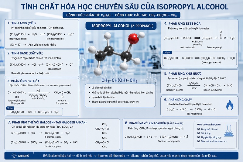 Phản ứng hóa học của Isopropyl Alcohol