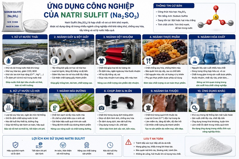 ứng dụng công nghiệp của Natri Sulfit Na2SO3