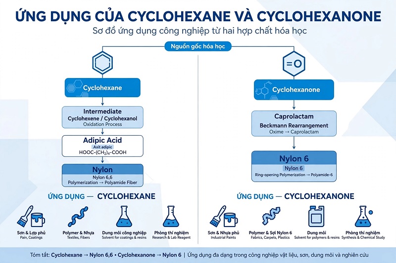 ứng dụng cyclohexane cyclohexanone trong sản xuất nylon và dung môi