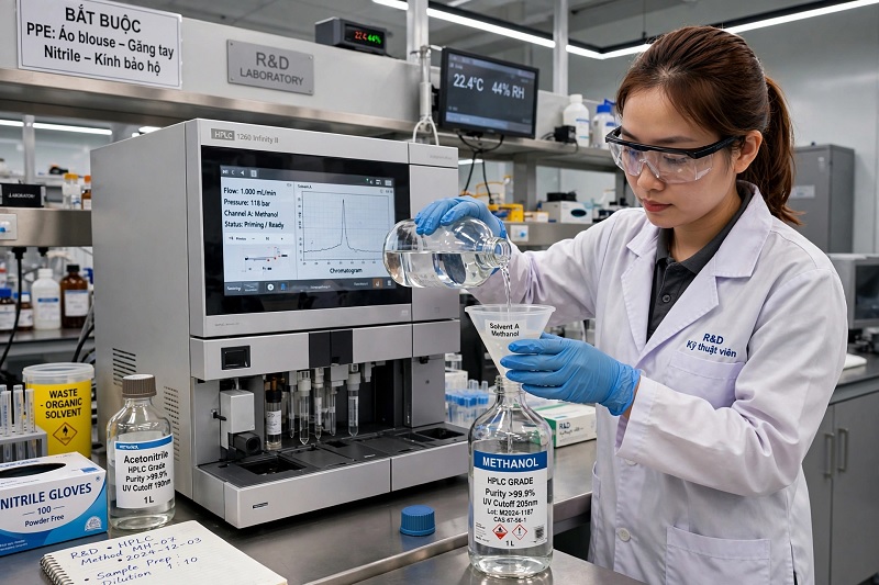 Ứng dụng Methanol siêu tinh khiết trong hệ thống sắc ký lỏng HPLC