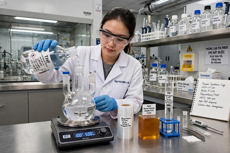 Ứng dụng THF Tetrahydrofuran trong tổng hợp hữu cơ và hòa tan polymer
