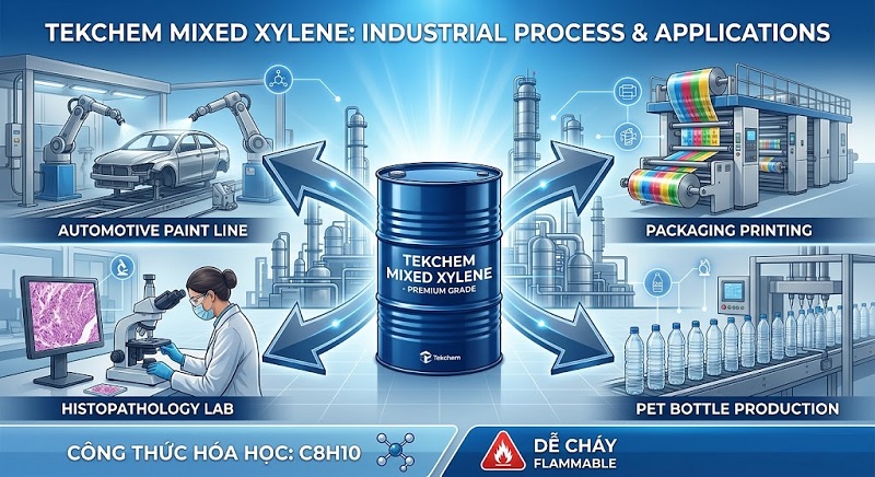 Xylene dùng trong ngành gì? 7 Ứng dụng quan trọng & Lưu ý an toàn