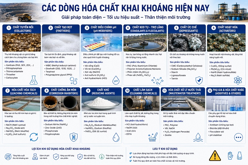 Các loại hóa chất khai khoáng phổ biến hiện nay
