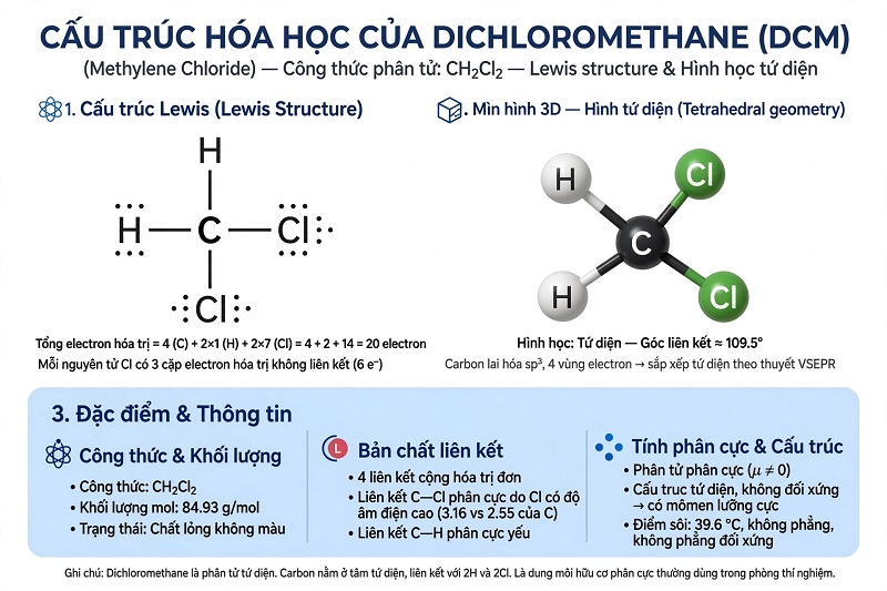 Cấu trúc hóa học Dichloromethane DCM Cấu trúc hóa học Dichloromethane DCM Methylene Chloride CH2Cl2