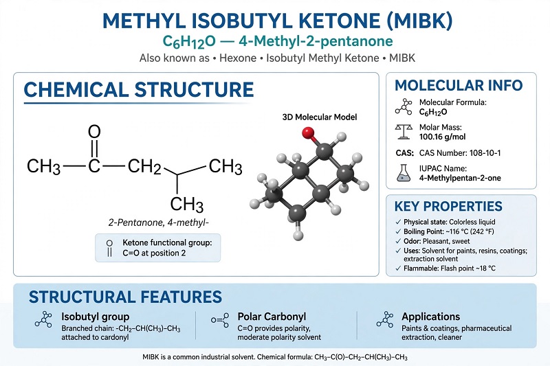 Cấu trúc hóa học MIBK Methyl Isobutyl Ketone C6H12O