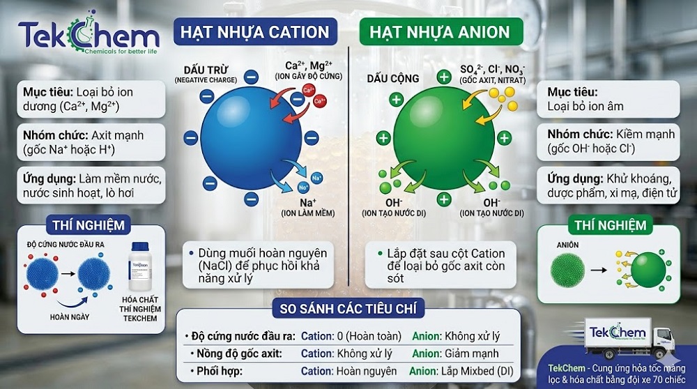 Phân biệt hạt nhựa Cation và Anion