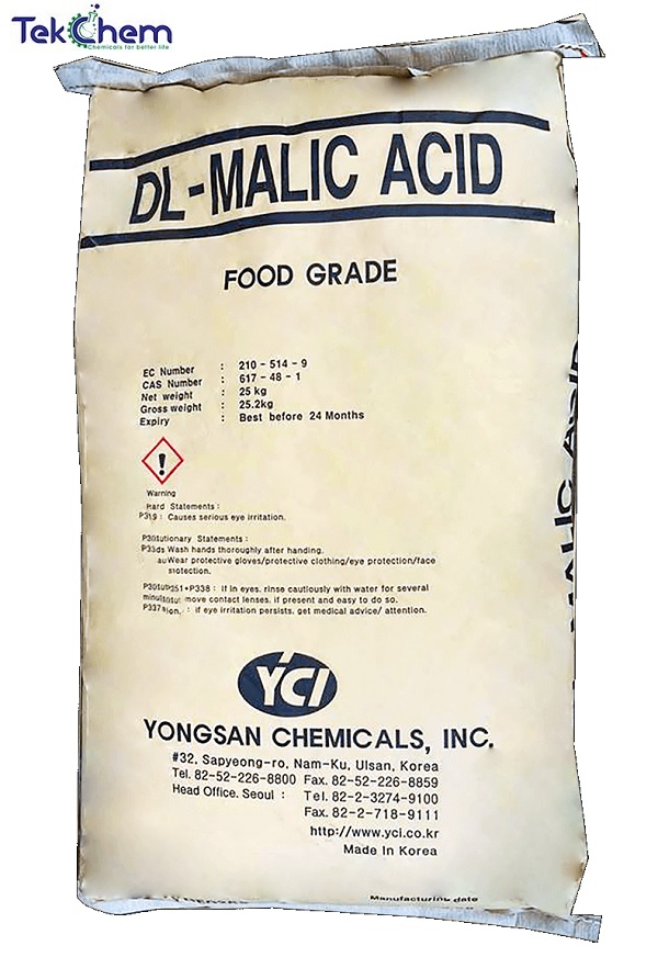 Acid malic C4H6O5, Hàn Quốc, 25kg/bao