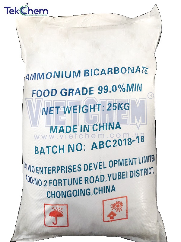 Ammonium bicarbonate, NH4HCO3 Food grade 99% Trung Quốc, 25kg/bao