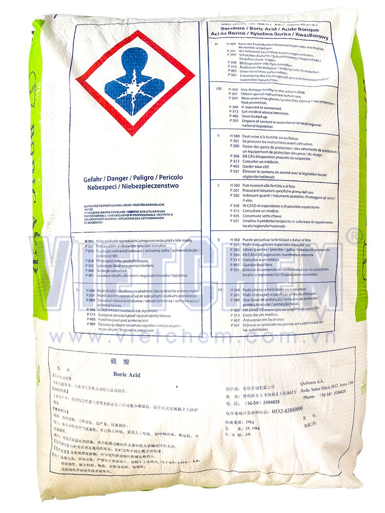 Boric acid H3BO3 99% Mỹ bao 25kg