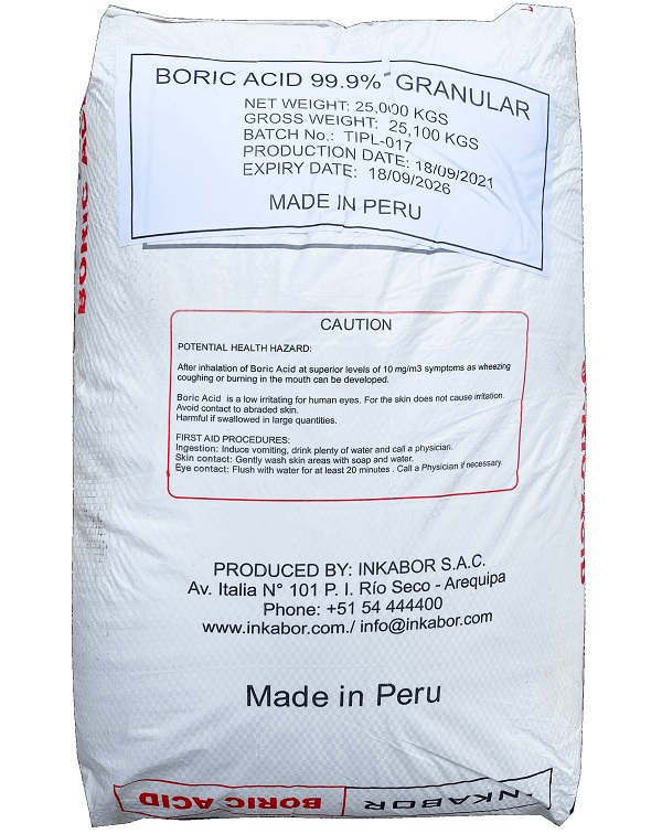 Boric acid H3BO3 99% Mỹ bao 25kg