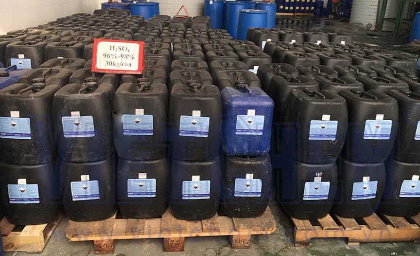 Acid sulfuric H2SO4 10% - 98% Việt Nam can 35 lit