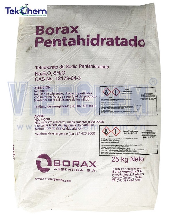 Borax pentahydrate (Hàn the) Na2B4O7.5H2O 99%, Mỹ/Argentina, 25kg/bao