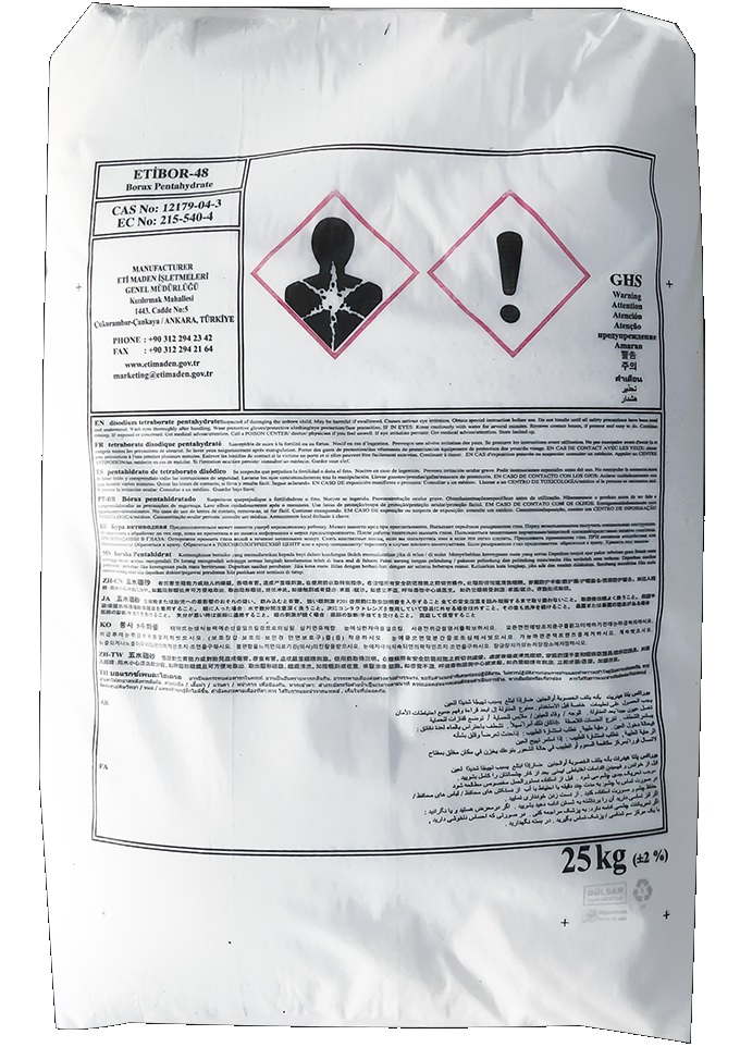 Borax pentahydrate (Hàn the) Na2B4O7.5H2O 99% Thổ Nhĩ Kỳ 25kg 1 bao