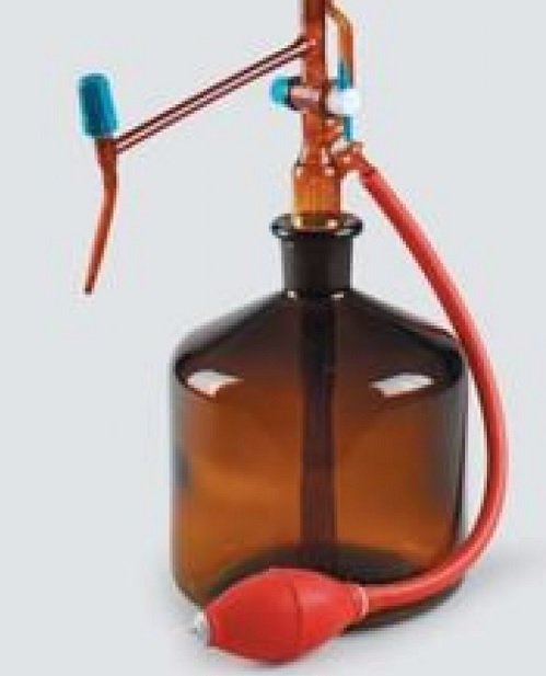 Buret Tự Động Nâu 10ml Chai 2L Quả Bóp DINLAB-Đức