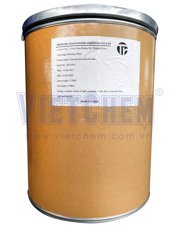 Calcium gluconate (C6H11O7)2Ca Trung Quốc 25kg 1 thùng