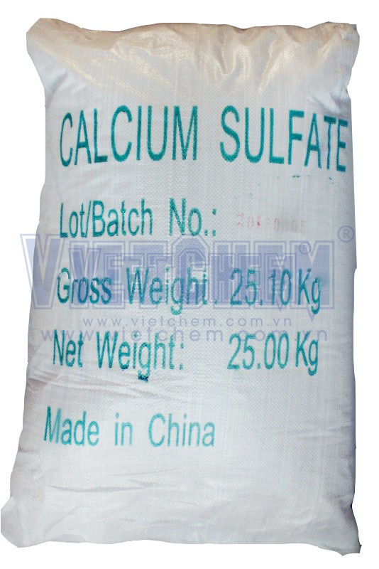 Calcium sulfate CaSO4 99% Trung Quốc 25kg 1 bao