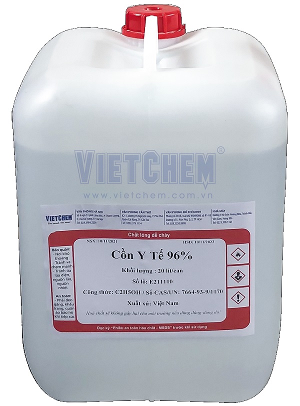 Cồn y tế C2H5OH 96% Việt Nam 20 lít 1 can
