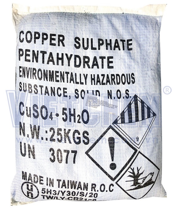 Copper sulfate CuSO4.5H2O  99% Đài Loan 25kg 1 bao