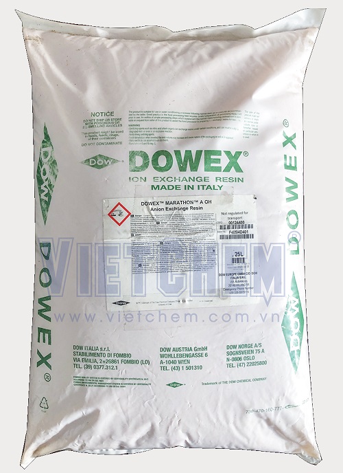 Hạt lọc nước Anion Dowex Marathon A, Italia