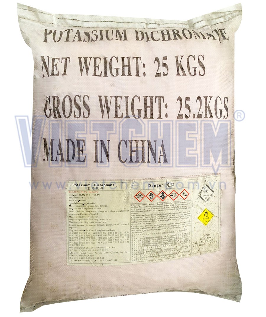 Potassium dichromate K2Cr2O7 99.7% Trung Quốc 25kg 1 bao