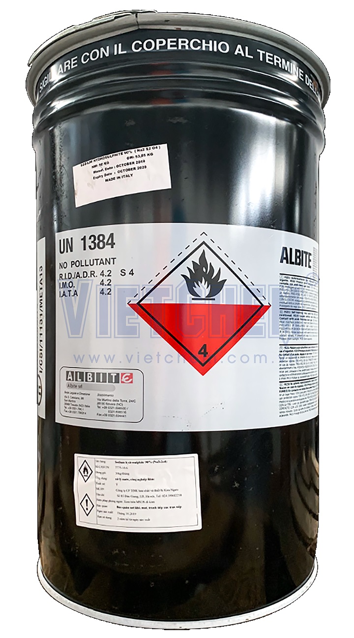 Sodium hydrosulfite 90% Na2S2O4, Italia, 50kg/thùng 7775-14-6