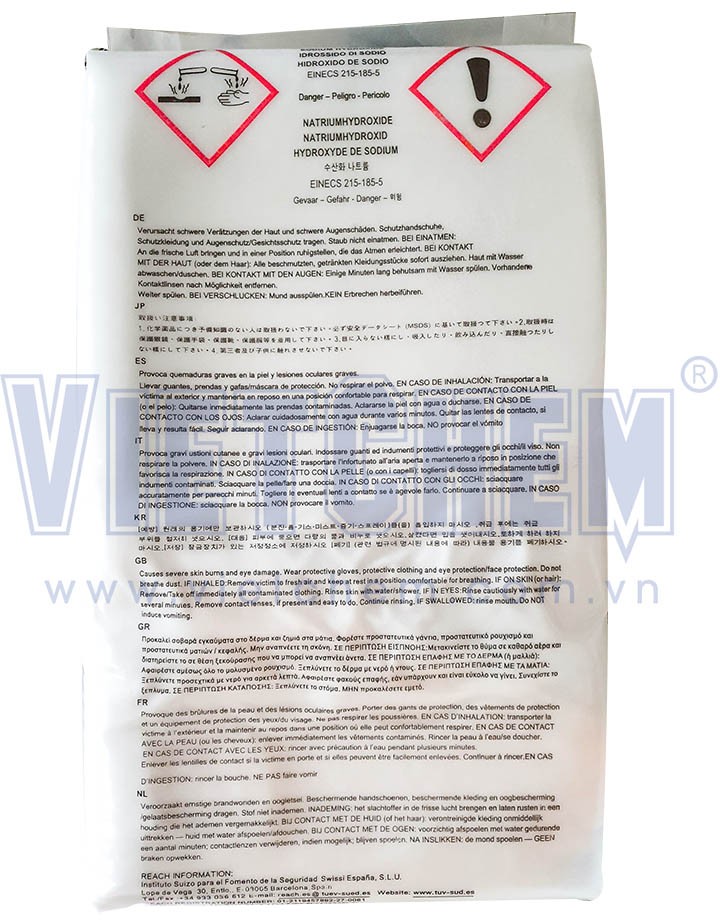 Sodium hydroxide NaOH 99% Đài Loan 25kg 1 bao