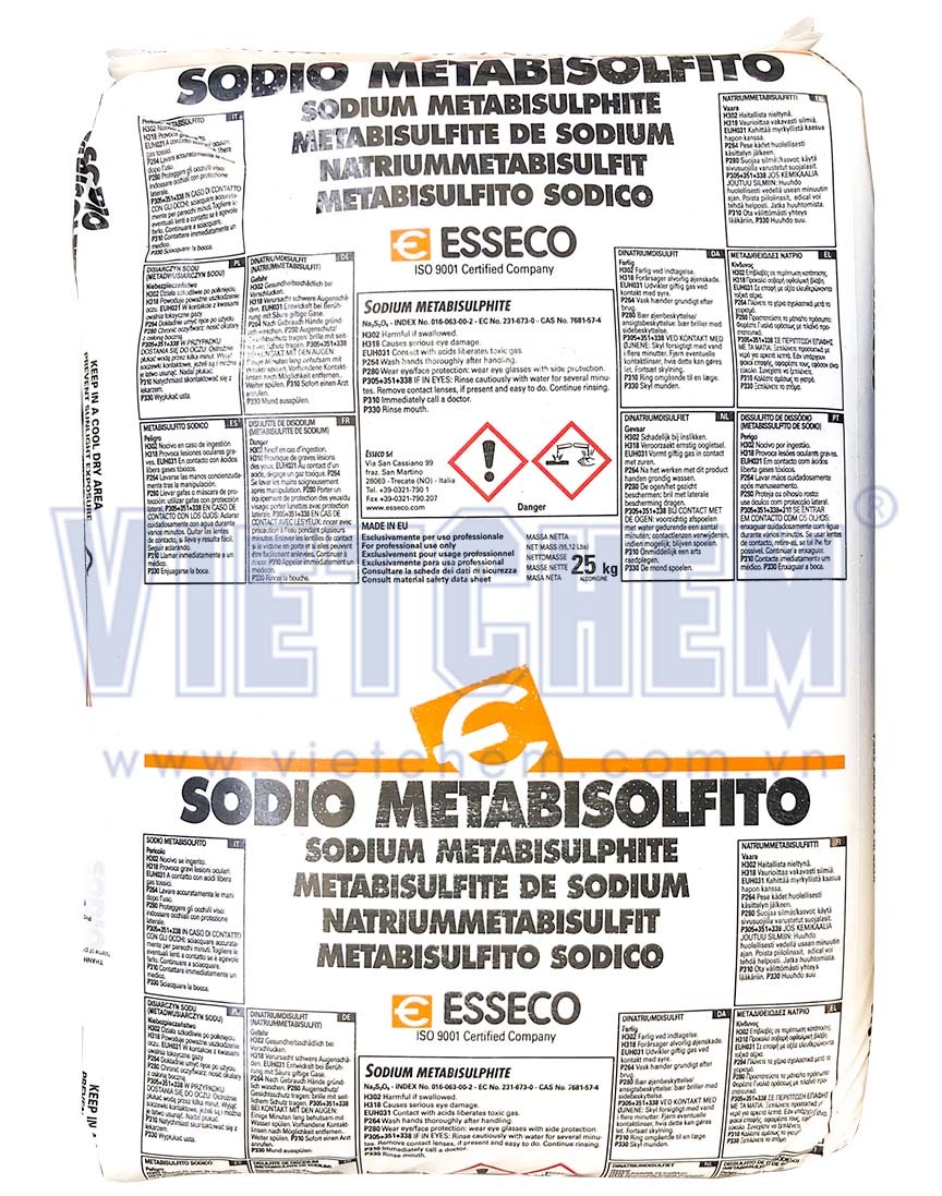 Sodium metabisulfite(SBS) 99% Na2S2O5 xuất xứ Ý 25kg 1 bao