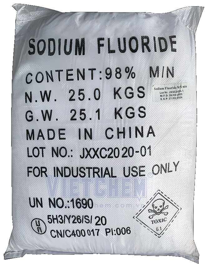 Sodium fluoride NaF 98% xuất xứ Trung Quốc 25kg 1 bao