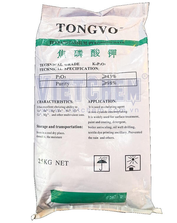 Tetrapotassium pyrophosphate K4P2O7 Trung Quốc 25kg 1 bao