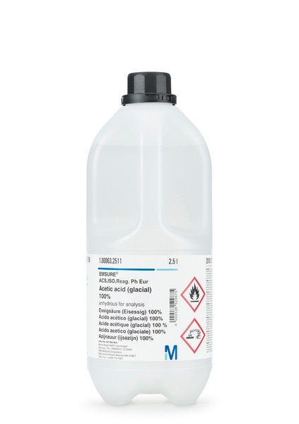 Acetic acid (glacial) 100% anhydrous for analysis EMSURE® ACS,ISO,Reag. Ph Eur 1L 1000631000