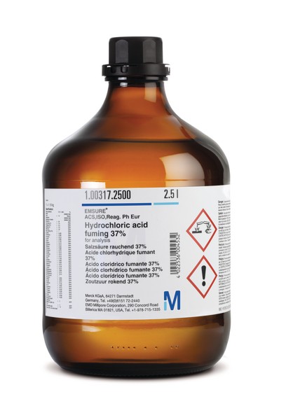 Hydrochloric acid fuming 37% for analysis EMSURE® ACS,ISO,Reag. Ph Eur 1l 1003171000