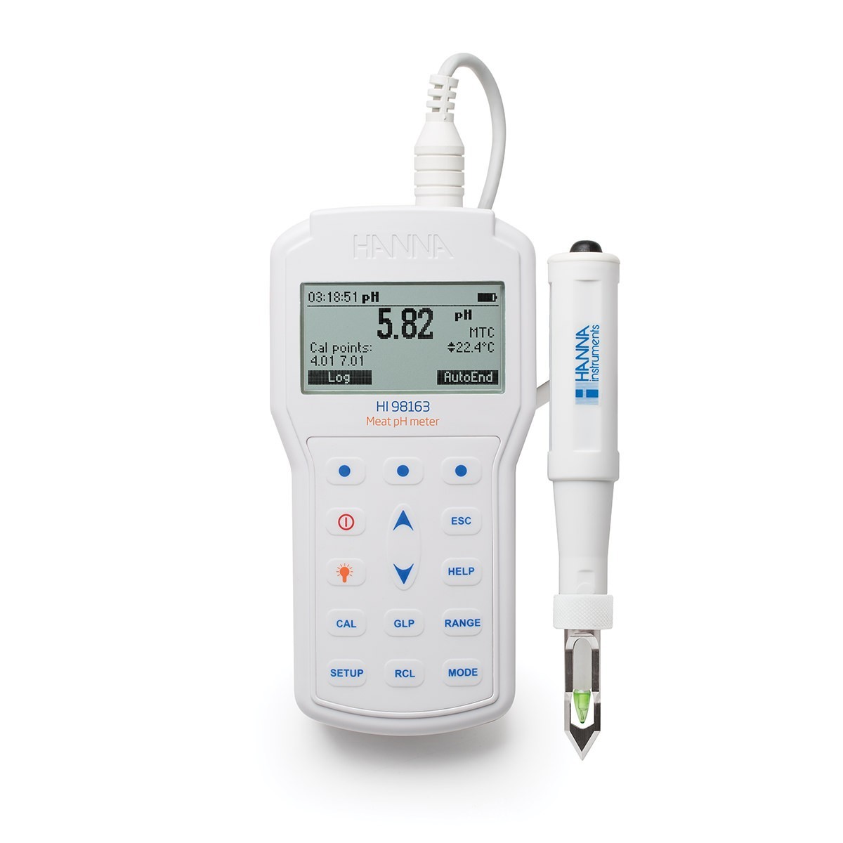 Máy đo pH/Nhiệt độ trong thịt thế hệ mới HI98163 Hanna