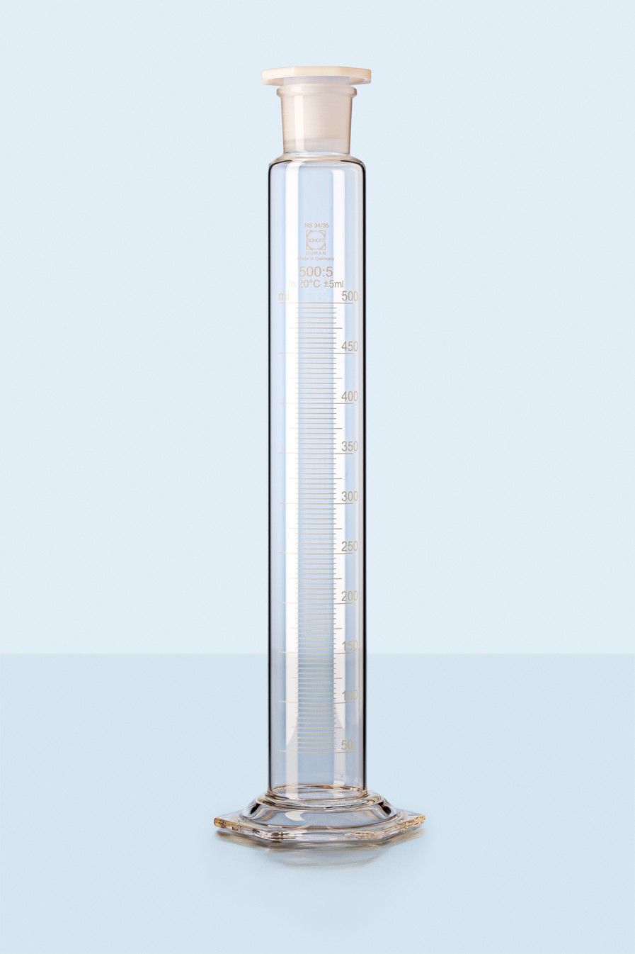 Ống đong thủy tinh có nút nhựa 250ml Duran 216183601