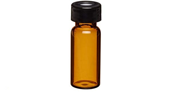 Chai vial nâu 1.8 ml, nắp vặn đen PP có lỗ 12x32mm đệm PTFE đỏ Wheaton W225152-0601