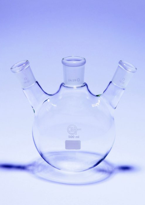 Bình cầu đáy tròn 3 cổ 250ml, bằng thủy tinh Pyrex FR250/3S/22A