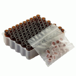 Chai vial nâu 2 ml, cổ nhấn, nắp trắng có lỗ đệm PTFE Rubber Liner, có chổ ghi chú 12x32mm Wheaton W224623-01