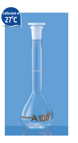 Bình định mức nút nhựa class A 100ml, hiệu chuẩn ở 27ºC Borosil 5646016A